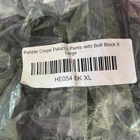 NEW CAROLE WREN PEBBLE CREPE PALAZZO PANTS WITH BELT BLACK SIZE: X LARGE - Picture 4 of 4